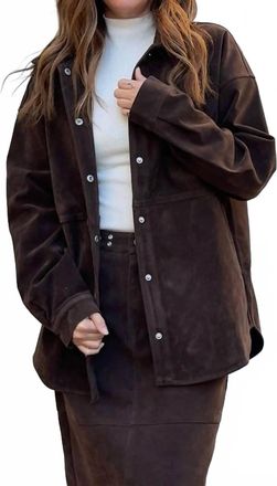 Bailey Rose Aliza Button Front Jacket In Chocolate