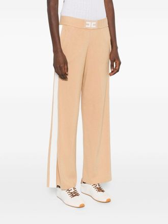 Elisabetta Franchi Tricot with Contrast Side Stripes Trousers - Beige