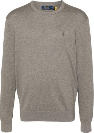 Polo Ralph Lauren Casual Grijze Katoen Kasjmier Trui - Heren - Ronde hals truien - Grijs - L - Katoen - Truien & Vesten