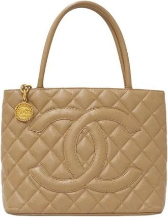 Chanel Pre-owned Tote Bags, female, Beige, Size: ONE SIZE Pre-owned Leather chanel-bags