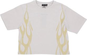 Vision Of Super Flames Tee Dames T-shirt Grijs - Dames - T-shirts - Grijs - XS - Katoen - Tops