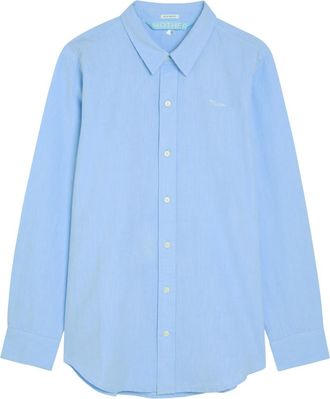Mother The Bestie Logo-embroidered Cotton Shirt - Light Blue - 27 (W27 / UK8-10 / S)