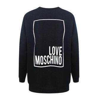 Moschino Womens Love Box Logo Black Sweater Cotton - Size X-Large
