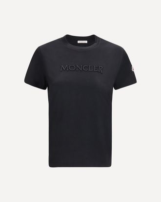 Moncler T-shirt in cotone con logo tono su tono ricamato Woman XS