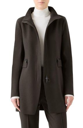 Akris Wool Felt Longline Jacket in Bark at Nordstrom, Size 10