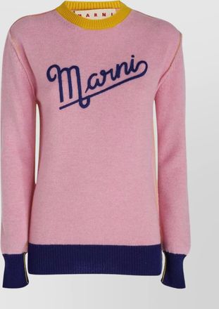 Marni virgin wool logo-embroidered crew-neck jumper
