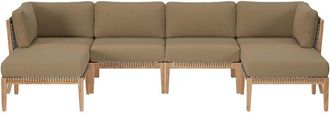ModWay Clearwater Outdoor Patio Teak Wood 6Pc Sectional Sofa