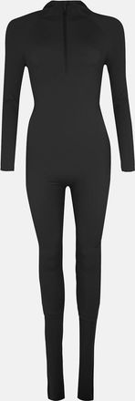 adidas Womens Zip Neck Long Sleeve Solid Patterned Jumpsuit in Black - Size 12 UK