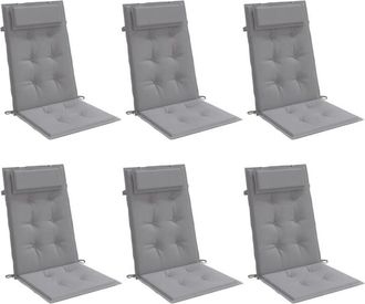 vidaXL Cojines De Silla Con Respaldo Alto 6 Uds Tela Oxford Gris Vidaxl