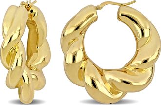 Mimi & Max 39 MM Hoop Earrings in Yellow Plated Sterling Silver
