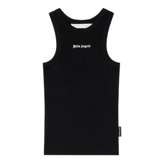 Palm Angels Sleeveless Tops, female, Black, Size: XS Classic Logo Fitted Tank Top