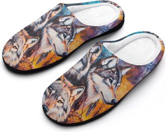 Generic Wolves Dreamcatchers Cotton Slippers for Women Indoor Outdoor Slipper Slip-On Memory Foam Home Shoes