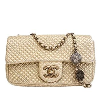 Chanel Pre-owned Vintage Quilted Shoulder Bag - Dames - Vintage Schoudertas - Beige - ONE Size - Leer - Vintage