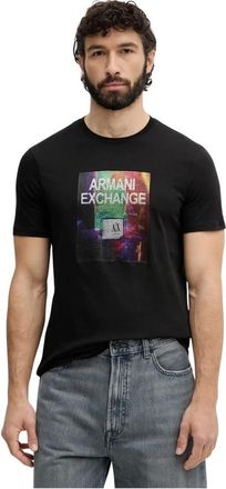 A|X Armani Exchange Katoenen T-shirt met grafische applicatie - Heren - T-shirts - Zwart - 2XL - Katoen - Tops