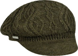 Seeberger Annelie Knit Newsboy Cap Women Olive One Size, Olive, 6 3/4/7 1/2