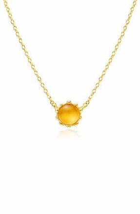 House of Frosted 14K Yellow Gold Citrine Cabochon Pendant Necklace at Nordstrom Rack, Size 16