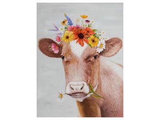 Schubiger M&ouml;bel Bild Kuh mit Blumenper&uuml;cke