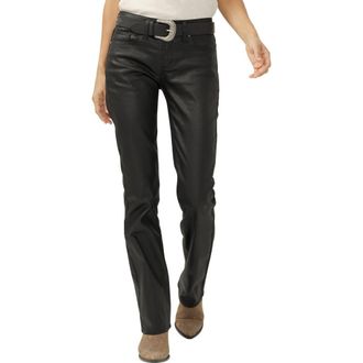 Silver Jeans Co Suki Coated Curvy Mid Rise Slim Bootcut Jeans in Black at Nordstrom, Size 33 X 31