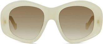Loewe Anagram 51mm Geometric Sunglasses in Ivory /Gradient Brown at Nordstrom
