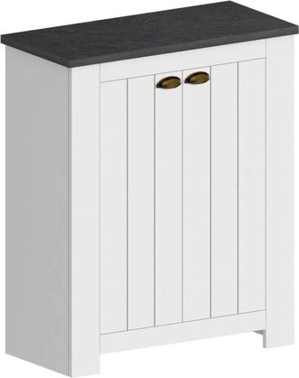 Dmora Zapatero Tonio, Zapatero Con 2 Puertas Que Ahorra Espacio, Armario De Entrada Multifuncional, 84x42h100 Cm, Blanco Y Antracita, Con Embalaje Reforzado