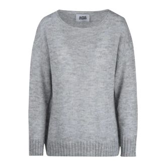 Alpha Studio Trui met ronde hals - Dames - Truien - Grijs - Maat: M Wol