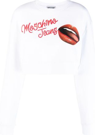 Moschino logo-print cotton sweatshirt - women - Cotton - L - White