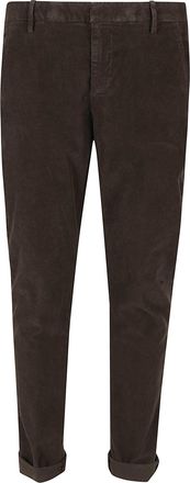 Dondup Slim-Fit Brown Corduroy Trousers with Cuffed Hems