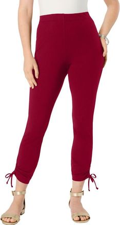 Roaman's Side Tie Ruched Capri in Rich Burgundy at Nordstrom, Size 44