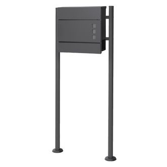 ECD Germany Buz&oacute;n de correos 37x10,5x36,5cm antracita y 2 soportes antracita 120cm