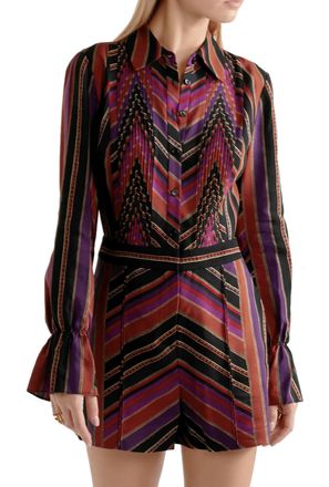 Diane Von Fürstenberg DVF Printed Wool & Silk Ariella Playsuit Size XS