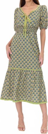 Adelyn Rae Ara Midi Dress In Navy/green