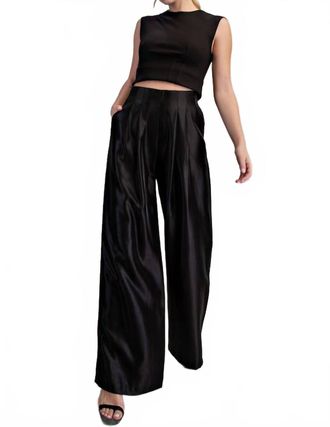 Glam Wide Leg Tie High-Waisted Pant In Black