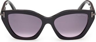 Tom Ford Icon 55mm Gradient Cat Eye Sunglasses in Shiny Black/shiny Gunmetal at Nordstrom