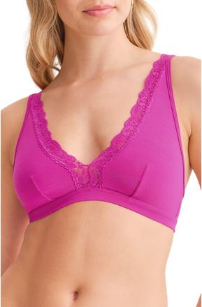 Fleur't Lace Trim Bralette in Passion Fruit at Nordstrom, Size X-Large
