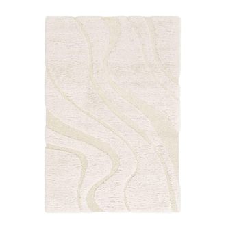 Sweeek Alfombra interior de pelo largo dise&ntilde;o geom&eacute;trico beige