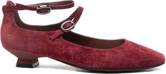 Marc Ellis ankle-strap flat pumps - women - Calf Suede/Calf Leather/Rubber - 36 - Red