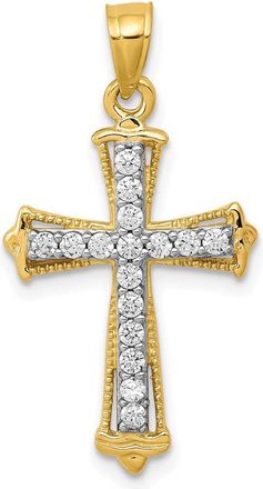 Diamond2Deal 10k Yellow Gold Cubic Zirconia Cross Pendant