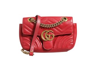 Gucci Marmont Small Shoulder Bag in Rosso Ancora Red Womens Leather (Pre-Owned)
