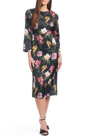Sachin & Babi Alexa Floral Satin Cocktail Dress in Dark Midnight Bouquet at Nordstrom Rack, Size 6