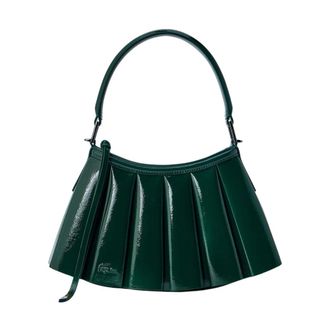 Lacoste Borsa a spalla Runway Small Lenglen in pelle verniciata - - Bags - Donna - Verde - ONE SIZE