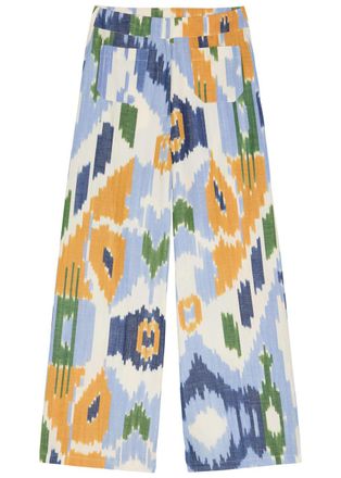 Emporio Sirenuse Adele Printed Wide-leg Trousers - Blue - 46 (UK14 / L)