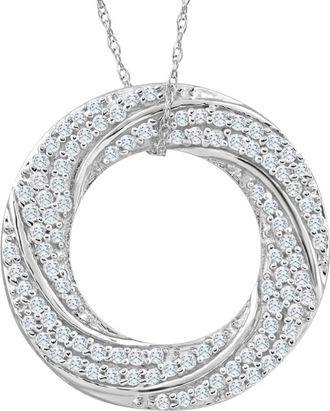 Pompeii3 5/8Ct Diamond Circle Pendant 10k White Gold Womens Necklace 1 Tall