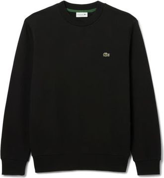 Lacoste Lightweight Cotton Fleece Crewneck Sweatshirt in Black at Nordstrom, Size 8