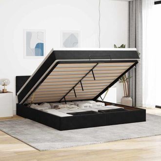 vidaXL Estructura De Cama Otomana Con Colch&oacute;n Negro 180x200cm Vidaxl