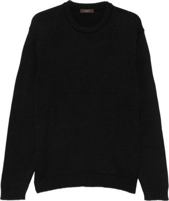 Zanone Truien & Vesten, Heren, Zwart, L, Wol, Giro Ronde Hals Trui