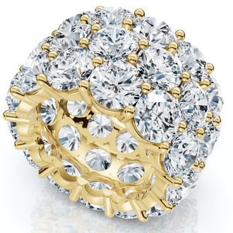 Pompeii3 16 Ct Lab Grown Diamond 3-Row Eternity Wedding Ring in 10k White or Yellow Gold