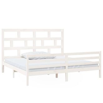 Berkfield Home Bed Frame White Solid Wood Pine 200x200 cm