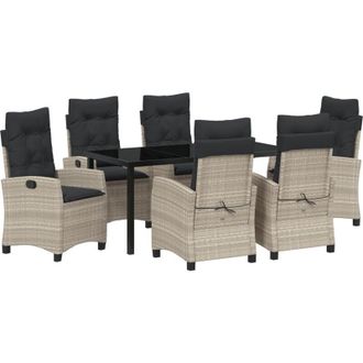 vidaXL Conjunto De Comedor De Jard&iacute;n 7 Pcs Gris Claro Rat&aacute;n Sint&eacute;tico Vidaxl