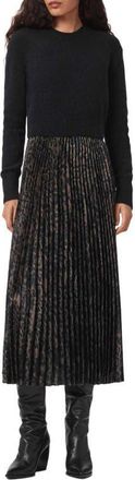 AllSaints Evia Sleeveless Dress & Sweater Set in Black/Fango Green at Nordstrom, Size Small