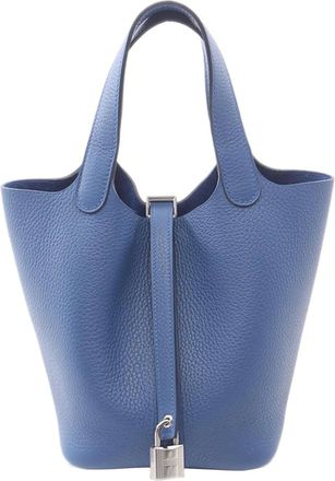 Hermès Borsa a mano Picotin Lock 18 in pelle Clemence 2025 - Blu